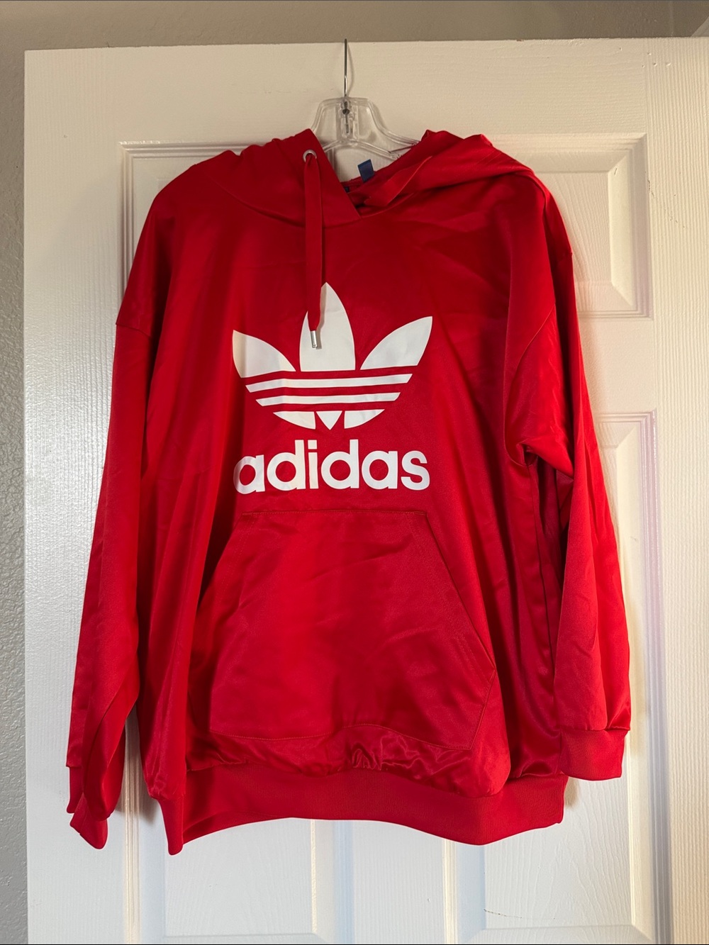 adidas Red Trefoil Logo Crewneck Hoodie